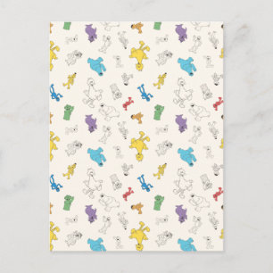 Carte Postale Camarades de Sesame Street   Motif vintage coloré