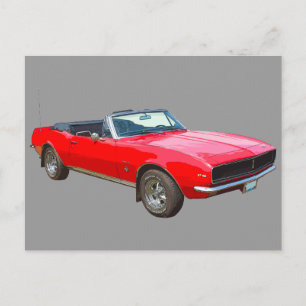 Carte Postale Camaro Muscle Car 1967 rouge convertible