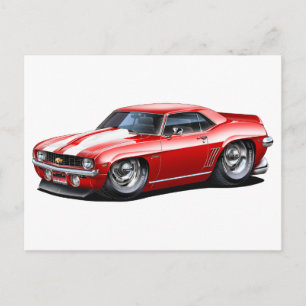Carte Postale Camaro SS rouge-blanc 1969