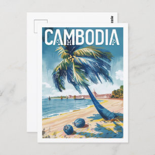 Carte Postale Cambodge Vintage célèbre Travel Place