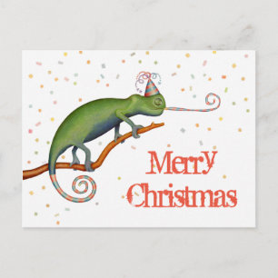 Carte Postale Caméléon à Noël.