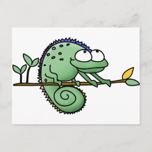 Carte Postale Cameleon de dessin animé drôle et mignon Lézard ve