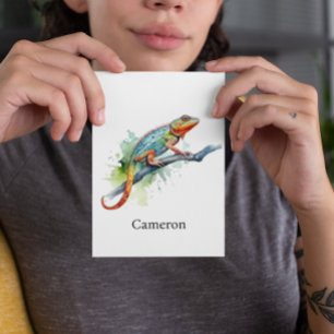 Carte Postale caméléon sur une branche, personnalisable