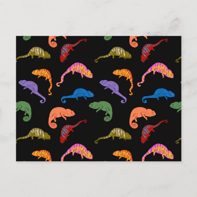 Carte Postale Caméléons Reptiles Colorés Lézards Enfants  (Devant)