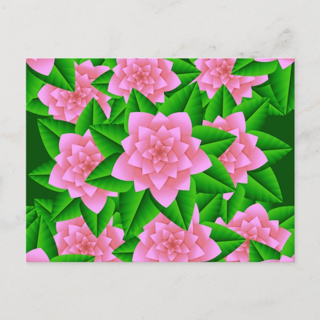 Carte Postale Camélias rose glacé et feuilles vertes (Devant)
