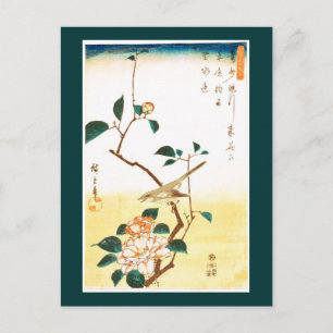 Carte Postale Camellia et Bush Paruline Hiroshige Fine Art