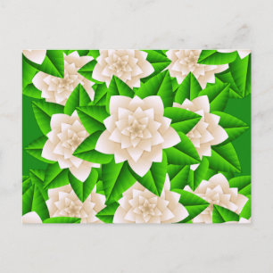 Carte Postale Camellias blancs et Feuilles verts