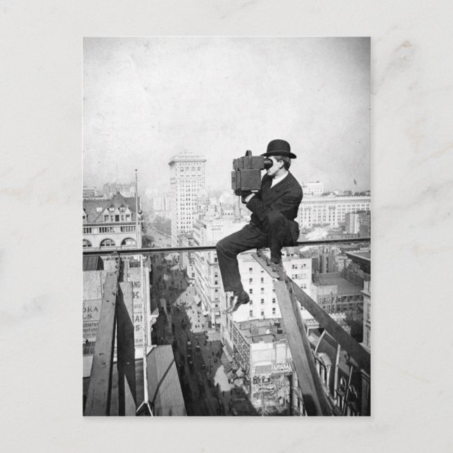 Carte Postale caméra antique sur une tour de la ville photo vint (Devant)