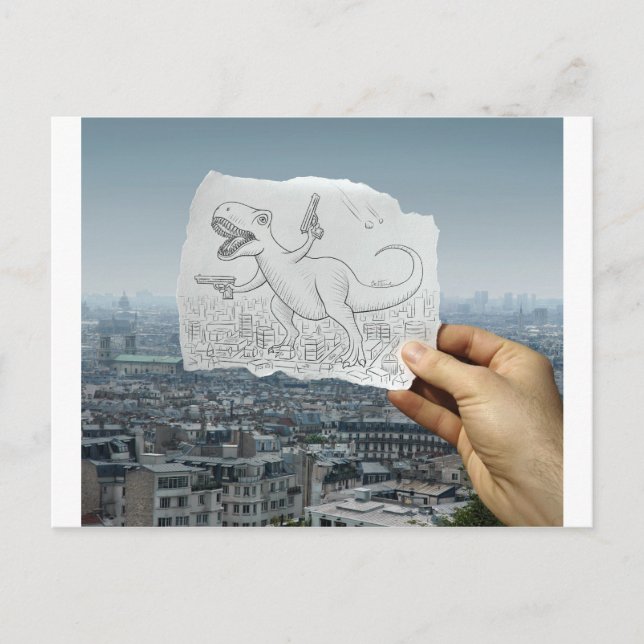 Carte Postale Caméra Crayon Vs - Dino (Devant)