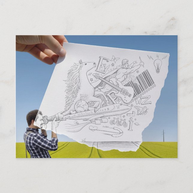 Carte Postale Caméra Crayon Vs - Inspiration (Devant)