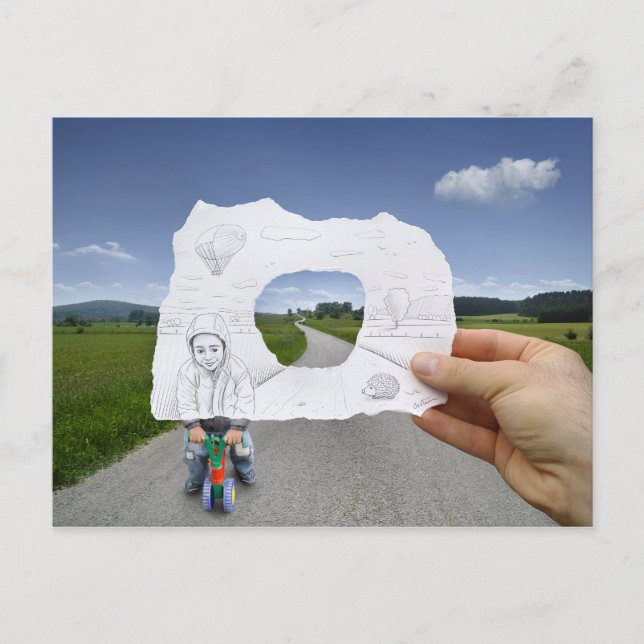 Carte Postale Caméra Crayon Vs - Jouer Enfant (Devant)