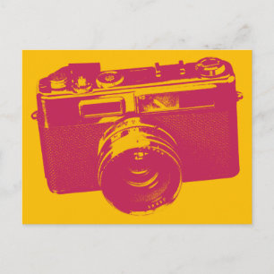 Carte Postale Caméra d'art pop orange et rouge