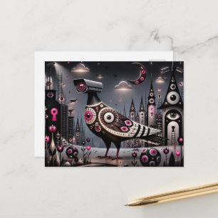 Carte Postale caméra de surveillance surréaliste pigeon en ville