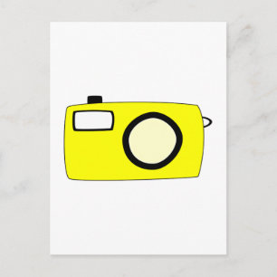 Carte Postale Caméra Jaune Lumineuse. En blanc.