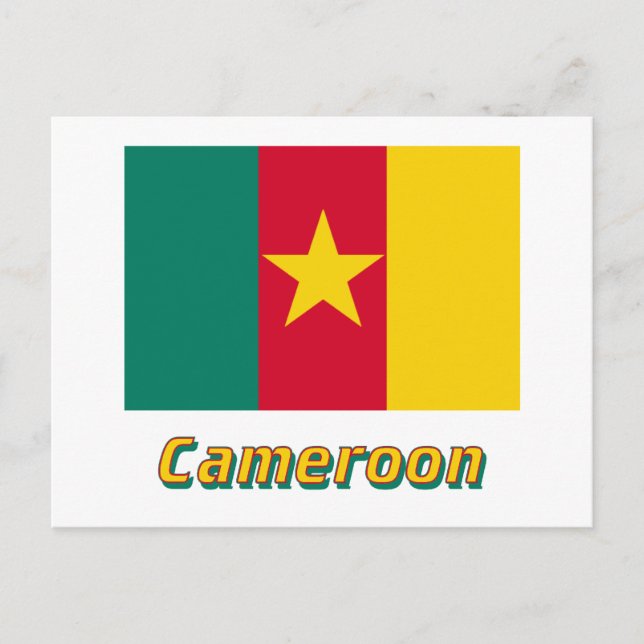 Carte Postale Cameroun Drapeau avec nom (Devant)