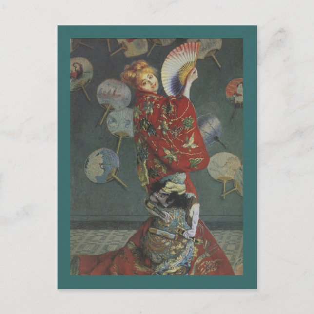Carte Postale Camille avec Kimono japonais et ventilateur (Devant)