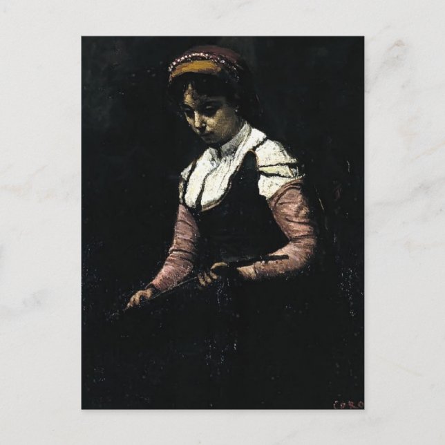 Carte Postale Camille Corot - Fille avec mandoline (Devant)
