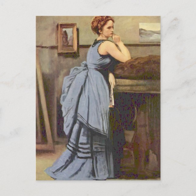 Carte Postale Camille Corot - La femme en bleu (Devant)