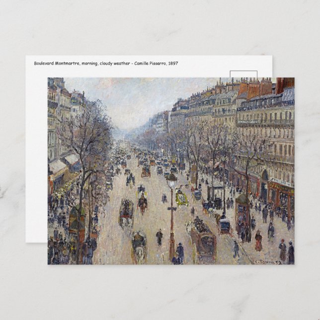 Carte Postale Camille Pissarro - Boulevard Montmartre, matin (Devant / Derrière)