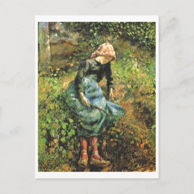 Carte Postale Camille Pissarro - Fille Paysanne w. Huile Stick 1 (Devant)