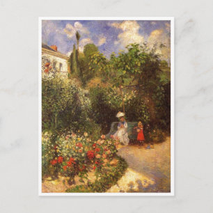 Carte Postale Camille Pissarro - Jardin 1877 banc ombre arbre