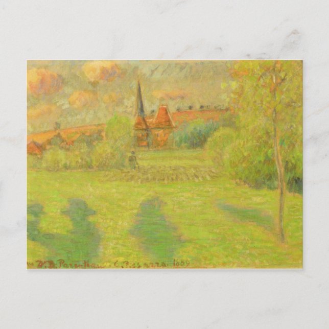 Carte Postale Camille Pissarro | Le berger et l'église de (Devant)