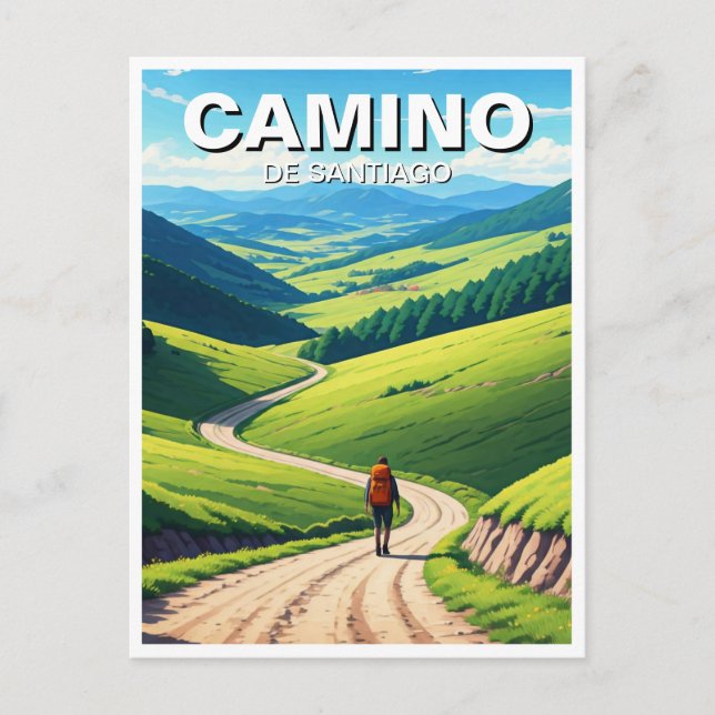 Carte Postale Camino de Santiago Hiker Randonnée (Devant)