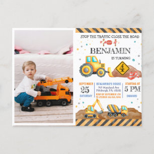 Carte Postale Camion à benne de chantier mignon pour l'anniversa