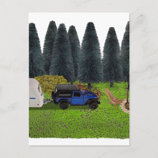 Carte Postale Camion avec un camping-car dans le camp de compens (Devant)