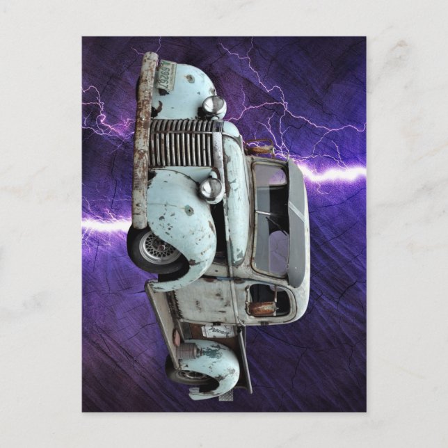 Carte Postale Camion bleu vintage (Devant)