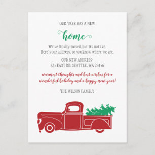 Carte Postale Camion d'arbre de Noël Nous avons déménagé vacance