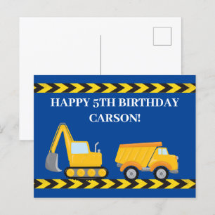 Carte Postale Camion de construction personnalisé pour garçons b