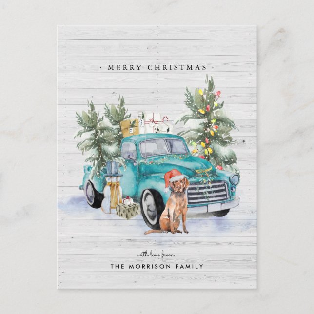 Carte Postale Camion de Ferme Rustique Noël Fêtes (Devant)