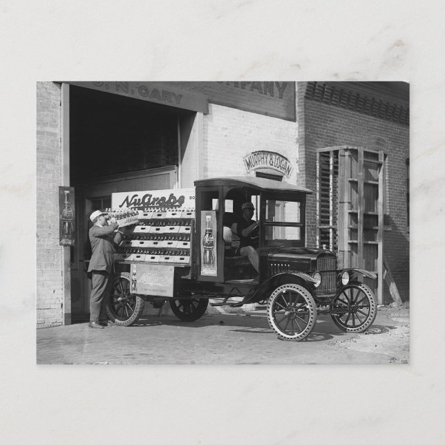Carte Postale Camion de livraison de soda, 1924 (Devant)