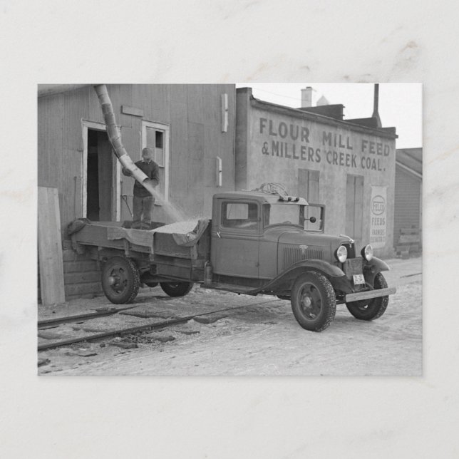 Carte Postale Camion de livraison du grain, 1937 (Devant)