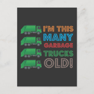 Carte Postale Camion de poubelle pour garçon de 4 ans 4ème anniv