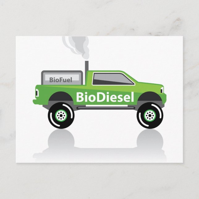 Carte Postale Camion de ramassage diesel Bio (Devant)