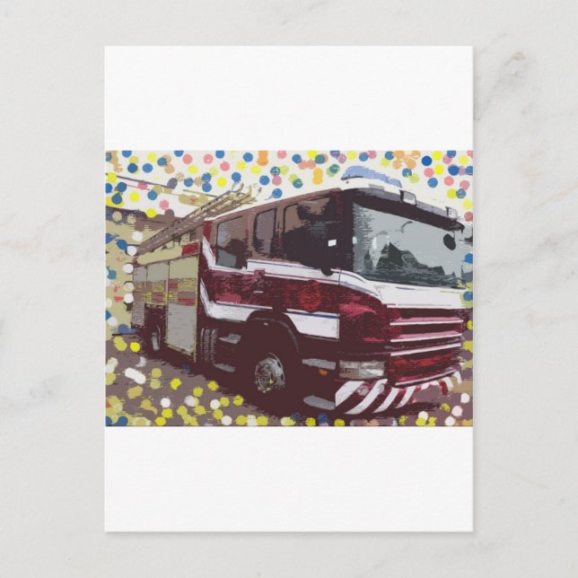 Carte Postale Camion d'incendie (Devant)