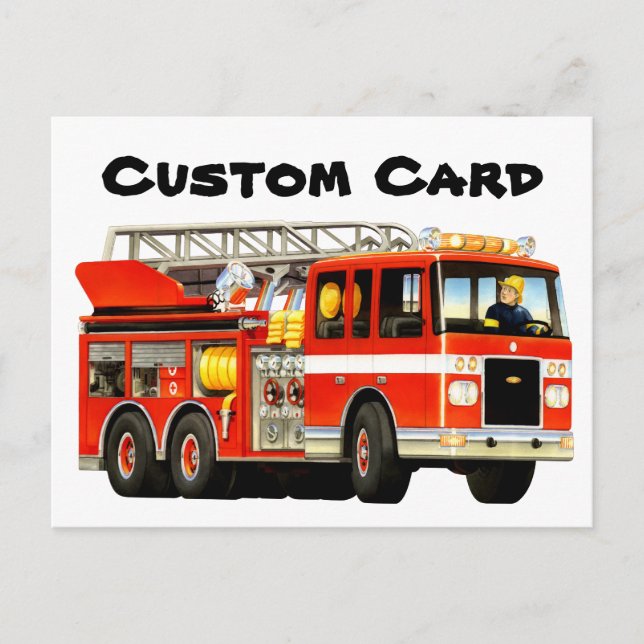 Carte Postale Camion d'incendie personnalisé pour enfant (Devant)