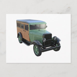 Carte Postale Camion en bois vert classique