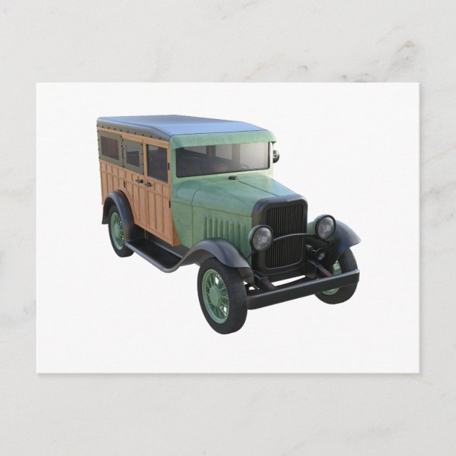 Carte Postale Camion en bois vert classique (Devant)