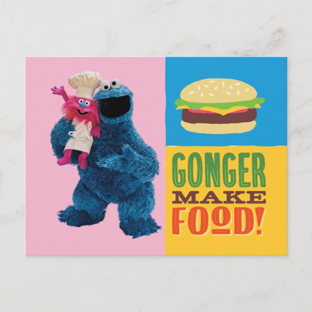 Carte Postale Camion fourré de Cookie Monster | Gonger Make Food (Devant)