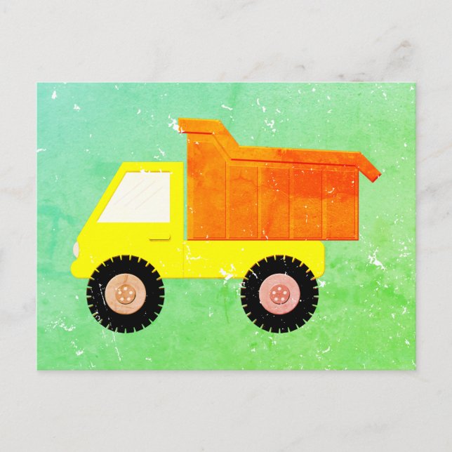 Carte Postale Camion Jaune Distressed (Devant)