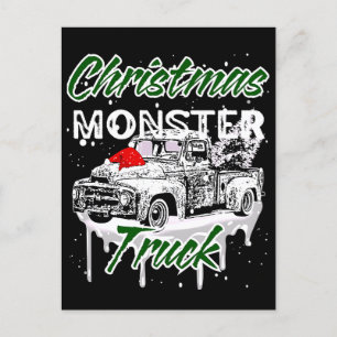 Carte Postale Camion Monster de Noël cool