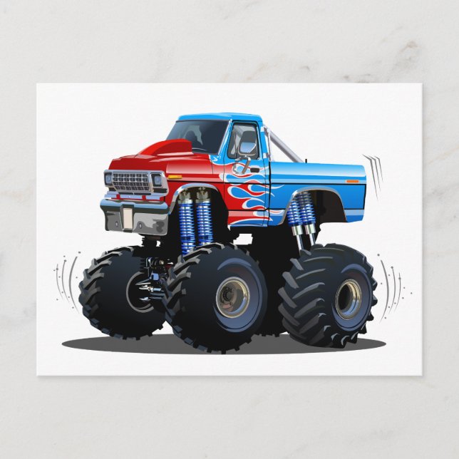 Carte Postale Camion monstre de dessin animé (Devant)