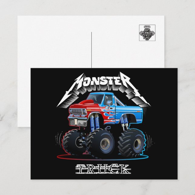 Carte Postale Camion monstre de dessin animé (Devant / Derrière)