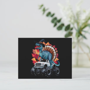 Carte Postale Camion Monstre Dinosaure T-Rex de Thanksgiving