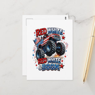 Carte Postale Camion Monstre Red White Boom