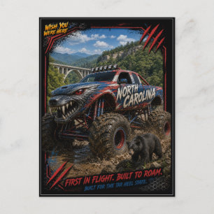 Carte Postale Camion Monstre Tout Terrain Art de Caroline du Nor