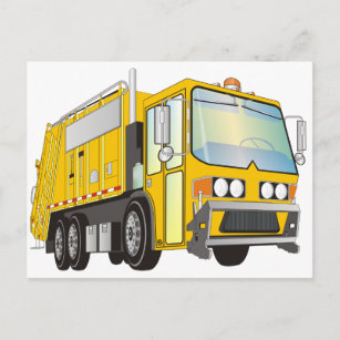 Carte Postale Camion-poubelle 3d Jaune